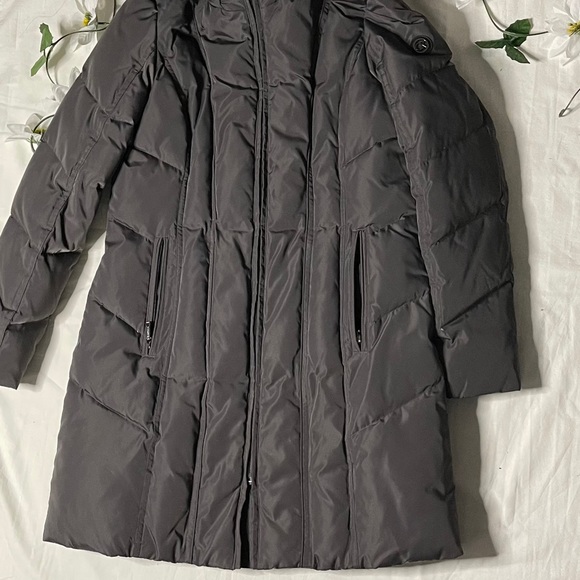 Calvin Klein hooded Trim Faux Fur puffy Coat Gray - Picture 12 of 16